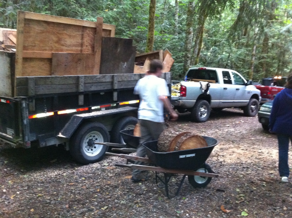 Loading up and heading "up top" to install the benches.